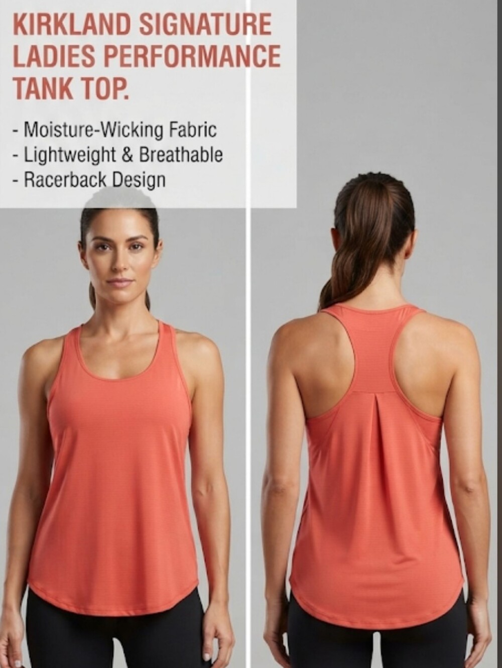 Kirkland Signature Ladies Orange Moisture Wicking Racer Back Tank Size Med